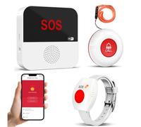ChunHee WiFi Rechargeable Smart Personal Alarms For Elderly Wireless Caregiver Pager Panic Button Linked To Phone Nurse Calling Alert System for Elderly Patient Seniors Disabled Kids