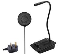 ChunHee Window Intercom System - Dual-Way Counter Intercom with Anti-Interference Microphone and Speaker Bank - Suitable for Commerce, Bank, Office, Hospital - Black