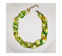 Chunky Acrylic Colour Two-tone Painted Tortoise Shell Oval Link Chain Choker Necklace for Women Men green