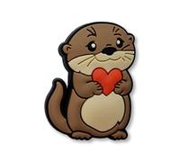 Chunky Baby Otter Holding A Red Love Heart Charm To Fit Crocs