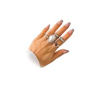Chunky Baroque Pearl Knuckle Rings Set,Charming Dainty Crystal Pearl Personalized Joint Ring,Vintage Plated Gold Flower Rings Set for Women