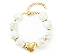 Chunky Beaded Bracelets for Women, Colorful Charm Bracelet for Summer Beach Jewelry, Boho Acrylic Beads Bracelet & Gold Plated Heart, Waterproof Statement Trendy Bracelets for Women Birthday Gifts