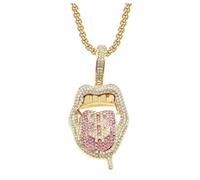 Chunky Bling Iced Out Cuban Link Chain Necklace for Men Women,Large Fake Diamond Chain Sticking Out Choker Tongue Pendant with Dollar Sign,Miami Rhinestone Necklace Hip Hop Cool Punk Jewelry, Cubic