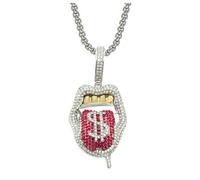 Chunky Bling Iced Out Cuban Link Chain Necklace for Men Women,Large Fake Diamond Chain Sticking Out Choker Tongue Pendant with Dollar Sign,Miami Rhinestone Necklace Hip Hop Cool Punk Jewelry, Cubic