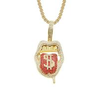 Chunky Bling Iced Out Cuban Link Chain Necklace for Men Women,Large Fake Diamond Chain Sticking Out Choker Tongue Pendant with Dollar Sign,Miami Rhinestone Necklace Hip Hop Cool Punk Jewelry, Cubic
