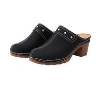 Chunky Block Heels For Women Closed Toe Slip On Backless Mules Sandals With Arch Support Comfortable Wide Fit Antil Slip Slide Loafers Lightweight Heeled Sandals For Party Wedding Daily