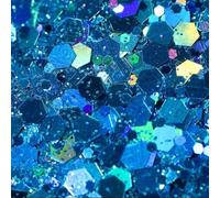 Chunky Blue Holographic Glitter Mermaid 3mm 10g 50g 100g Resin Craft Festival Face hex Cosmetic Nail Arts Crafts Body Paint Embellishment Slime Mix Sparkly Rainbow Shimmer Rave Sequins 4mm (10G)