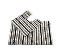 Allure Striped Chunky Bobble Two Piece Bath Mat & Toilet Mat Set - Thick, Hand-Woven, Super Soft, Bathroom Rugs (Monochrome)