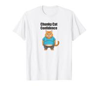 Chunky Cat Confidence Cute Fat Belly Funny Quote Value Graphic T-Shirt, Men, White, L