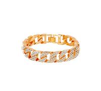 Chunky Chain Bracelet, Wide Rhinestone Bracelet for Women and Men, Gold/Silver/Rose Gold Hip-Hop Streetwear Party Accessory, Alloy Cuff Bangle（Gold）