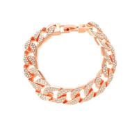 Chunky Chain Bracelet, Wide Rhinestone Bracelet for Women and Men, Gold/Silver/Rose Gold Hip-Hop Streetwear Party Accessory, Alloy Cuff Bangle（Rose Gold）