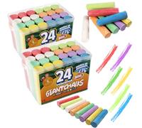 Chunky Chalk for Kids Outside - 2 x 24 Coloured Giant Jumbo Pavement Chalks for Children and Toddlers, Outdoor Washable Garden Playground Floor Patio Chalk Sticks, 8 Colours