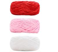 Chunky Chenille Yarn 3pcs 100g Super Soft Velvet Yarn Chunky Blanket Chenille Yarns for Knitting and Crochet for Crafts(Mix E)