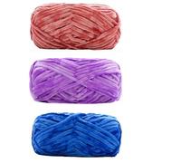 Chunky Chenille Yarn 3pcs 100g Super Soft Velvet Yarn Chunky Blanket Chenille Yarns for Knitting and Crochet for Crafts(Mix Q)