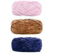 Chunky Chenille Yarn 3pcs 100g Super Soft Velvet Yarn Chunky Blanket Chenille Yarns for Knitting and Crochet for Crafts(Mix J)