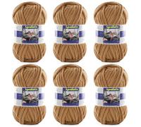 Chunky Chenille Yarn for Crocheting - 6 Pack of 100g/3.5oz - #6 Super Bulky - Polyester - Baby Blanket Yarn for Crochet Amigurumi Blankets (6, Camel)