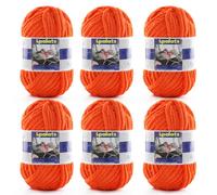 Chunky Chenille Yarn for Crocheting - 6 Pack of 100g/3.5oz - #6 Super Bulky - Polyester - Baby Blanket Yarn for Crochet Amigurumi Blankets (6, Orange)