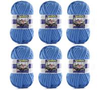 Chunky Chenille Yarn for Crocheting - 6 Pack of 100g/3.5oz - #6 Super Bulky - Polyester - Baby Blanket Yarn for Crochet Amigurumi Blankets (6, Sky Blue)