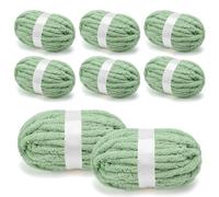 Chunky Chenille Yarn for Crocheting/Arm Knitting, Super Soft Jumbo Knit Blanket Yarn Sage 8 Pack (32 yds, 8.5 oz Each Pack)