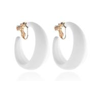 Chunky Clip On Hoop Earrings for Women Detachable Wide Statement Earring Non Pierced 80s 90s Fashion Accessories Vintage Neon Party Jewelry Outfit, Metal, No Gemstone