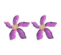Chunky Colourful Flower Stud Earrings,Enamel Geometric Petal Earrings Boho Sweet Drop Oil Flower Earrings Cute Polka Dot Pattern Earrings Summer Statement Earrings Party Jewelry Gift, Zinc, alloy