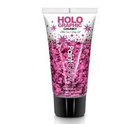 Chunky Cosmetic Glitter gels 50ml for face, Body & Hair from PaintGlow (Vegan) (Princess Pink)