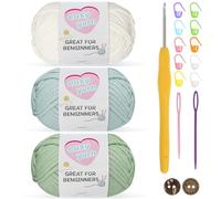 Chunky Crochet Yarn 3-Pack 50g - Cotton Yarn for Beginners with 3.5mm Hook - Thick Wool Amigurumi Starter Kit