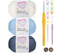 Chunky Crochet Yarn 3-Pack 50g - Cotton Yarn for Beginners with 3.5mm Hook - Thick Wool Amigurumi Starter Kit