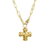 Chunky Cross Necklace for Women Men Hammered Metal Big Cross Pendant Necklaces Religious Christian Jewelry Gift, XL, Zinc, No Gemstone