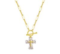 Chunky Cross Necklace for Women Men Hammered Metal Big Cross Pendant Necklaces Religious Christian Jewelry Gift, XL, Zinc, No Gemstone
