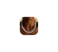Chunky Cuban Link Chain Necklace for Women,Stainless Steel Silver/Gold Plated Thick Choker, 5/12/14mm Width,18" and 20" Punk Hip Hop Trendy Jewelry Gifts, 18 inches, Stainless Steel, No Gemstone