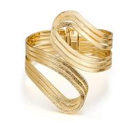 Chunky Cuff Bracelets for Women Multi-layer Cross Wire Open Bangle Bracelet Adjustable Wide Wrist Arm Cuffs Wrap Gold/White Gold