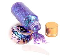 Chunky Face and Body Glitter Gel, Blue-Violet Iridescent Shimmer, 1 Bottle | Mixed-Size Particles, Includes Screw Cap and Pale Pink Spatula, for Festivals, Parties, Stage and Themed Make-Up Looks