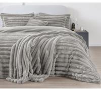 Chunky Faux Fur Duvet Cover Set - Double - Silver Grey