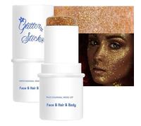 Chunky Festival Glitter Stick - Holographic Gel for Face, Hair & Body, Self-Adhesive, Waterproof, Quick-Dry, Washable, Buildable Shine, Vegan & Skin-Friendly for Carnival, Raves Pride (Yellow)
