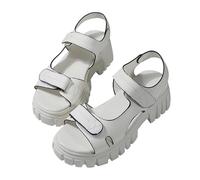 Chunky Flatform Sandals for Women Summer Shoes UK Summer Trade Plus Women's Thick Bottom Roman Sandals Comfortable Coarse Heel Thick Bottom Brown for Flat Womens Sandles (White,6)