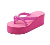 Chunky Flip Flops Womens Womens Strappy Flip Flops High-Heeled Platform Sliders Stylish Slip On Slides For Outdoor Indoor Holiday Thick-Legged Split Toe Sliders Beach Walking Slider