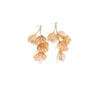 Chunky Flower Dangle Earrings,Trendy Plated Gold Dainty Pearl Leaves Statement Earring,Aesthetic Leaf Tassel Personalized Drop Earrings for Women (Gold)