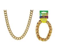 Chunky Gangster Gold Necklace Chain and Bracelet