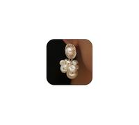 Chunky Geometric Cluster Pearls Drop Earrings, Baroque White Red Big Pearl Dangle Statement Earrings Trendy Exaggerated Pearls Jewelry for Women, Zinc, Pearl