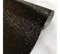 Chunky Glitter Fabric Sparkly A4 A5 Vinyl Faux Leather Craft Bag Wall Decor Bow (Black, 50cmx138cm Strip)