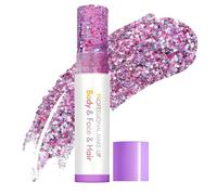 Chunky Glitter Make-Up Stick, Multicolour Twist-Up Face, Body and Hair | Mixed-Size Pink, Purple, Pale Blue, Silver-Toned And Iridescent Particles, Direct Application For Festivals And Stage Events