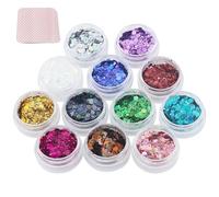 Chunky Glitter with 50pcs Lint Free Wipes for Nails, 12 Colors Festival Glitter, Nail Glitter Powder, Holographic Cosmetic Glitter for Face Body Eye Hair Nail and DIY Art