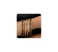 Chunky Gold Bangle Bracelet for Women, Leopard Print Bond Touch 4Pcs Set Stack Statement Bracelets Cheetah Gold Jewelry Stackable Cuff Gift, One Size, Zinc, no gemstone