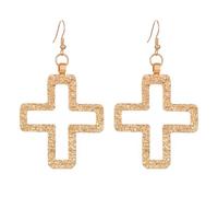 Chunky Gold Cross Earring for Women,Gold Silver Big Cross Earrings Hammered Bold Statement Drop Earring Punk Hiphop Jewelry, L, Alloy Steel, No Gemstone