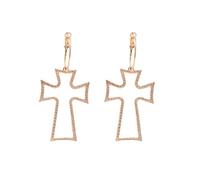 Chunky Gold Cross Earrings for Women Silver Big Hollow Cross Dangle Drop Earrings Trendy Hammered Hypoallergenic Hoop Earrings Vintage Statement Jewelry for Woman, L, Metal, No Gemstone