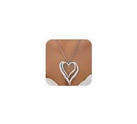 Chunky Gold Double Big Heart Necklace for Women Statement, Exquisite Thick Large Silver Love Heart Pendant Chain Choker Necklaces Y2K Party Jewelry Gift, One Size, Metal, No Gemstone