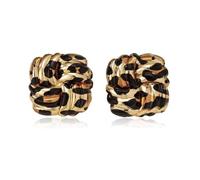 Chunky Gold Earrings Leopard Print Geometric Stud Trendy Stuff, Metal, No Gemstone