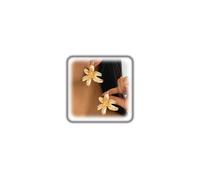 Chunky Gold Flower Statement Earrings for Women Large Floral Stud Earring Trendy Petal Dangle Drop Earrings Vacation Festival Jewelry Gift, L, Metal, No Gemstone