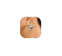 Chunky Gold Heart Dangle Earrings for Women,Puffy Heart Bow Drop Earrings Trendy Bowknot Hook Earrings,Aesthetic Anniversary Jewelry Gift for Lover, S, Zinc, No Gemstone